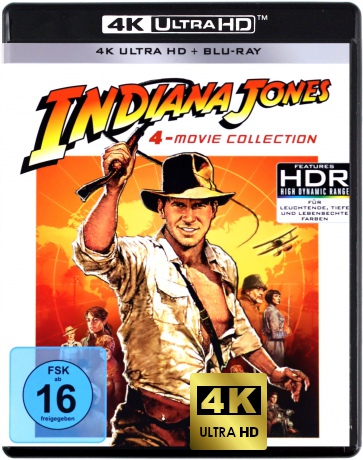 Indiana Jones 1-4: Raiders of the Lost Ark / Indiana Jones and the Temple of Doom / Indiana Jones and the Last Crusade / Indiana Jones and the Kingdom of the Crystal Skull [4xBlu-Ray 4K]+[5xBlu-Ray]
