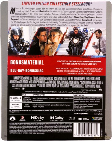 Mission: Impossible - Fallout (steelbook) [Blu-Ray 4K]+[Blu-Ray]