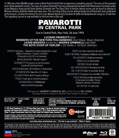 Giuseppe Verdi (1813-1901): Pavarotti in Central Park New York - 26.Juni 1993