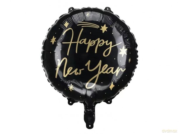 Balon foliowy Happy New Year 45 cm czarny