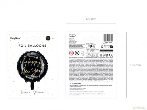 Balon foliowy Happy New Year 45 cm czarny