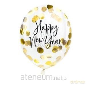 Balony z konfetti Happy New Year 27cm 3szt