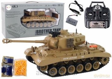 Czołg R/C 1:18 z dźwiękiem jasny brązowy