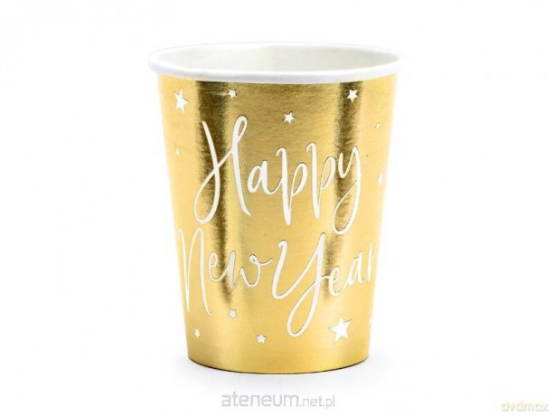 Kubeczki Happy New Year złote 220ml 6szt