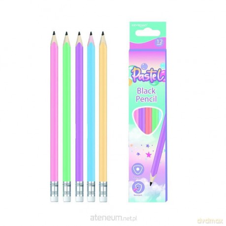 Ołówek z gumką HB trójkątny pastel (12szt)