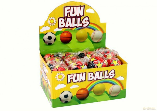 Piłka nożna na gumce jojo 6cm czerwona z gwiazdami