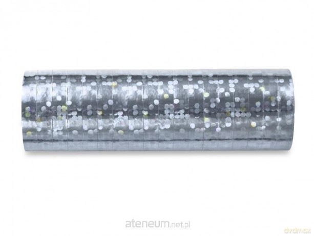 Serpentyny holograficzne srebrne 3,8m 18szt