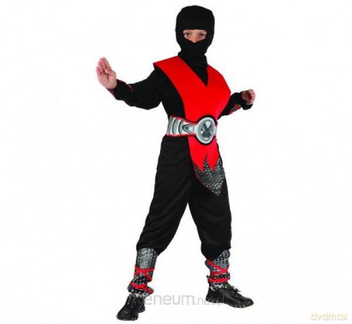 Strój czerwony Ninja rozm.120/130cm
