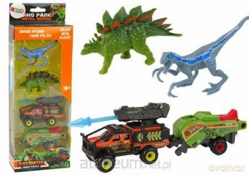 Zestaw dinozaury + auto z rakietą pomarańczową [FIGURKA]
