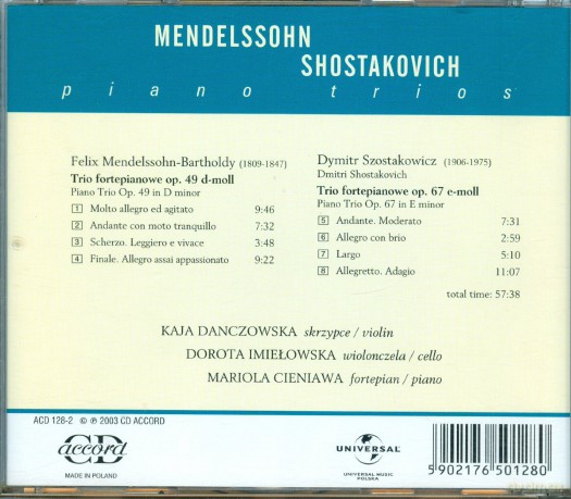 Kaja Danczowska: Mendelssohn -Piano Trios [CD]