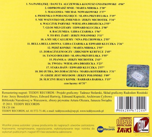 Składanka: Niezapomniane piosenki lat 50-tych,cz6 (digipack) [CD]