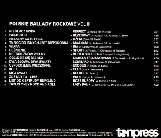 Składanka: Polskie Ballady Rockowe Vol.3 [CD]