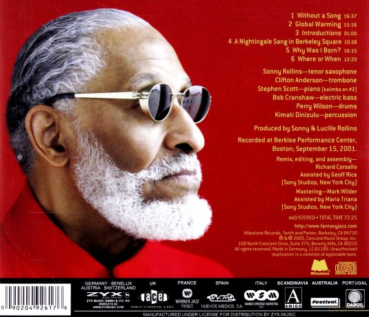 Sonny Rollins: Without a Song 9/11 Concert [CD]