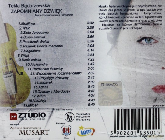 Tekla Bądarzewska, Pomianowska: Zapomniany dźwięk [CD]