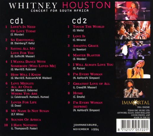 Whitney Houston: Concert for South Africa (digipack) [2CD]