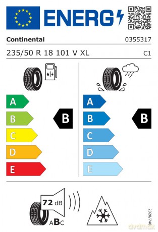 Continental AllSeasonContact 235/50R18 101 V przyczepność na śniegu (3PMSF), rant ochronny, wzmocnienie (XL)