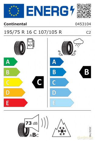 Continental VanContact Winter 195/75R16 107/105 R przyczepność na śniegu (3PMSF), wzmocnienie (C)