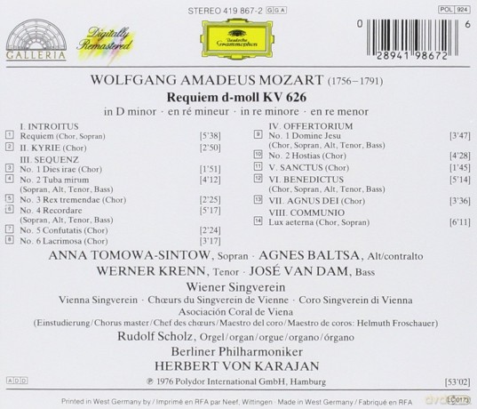 Karajan: Mozart:Requiem [CD]