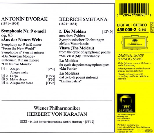Karajan  Wp: Dvorak:Sym 9 + Smetana:Moldau [CD]