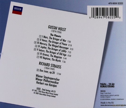 Karajan, Wp: Holst:The Planets,Strauss:Don Juan [CD]