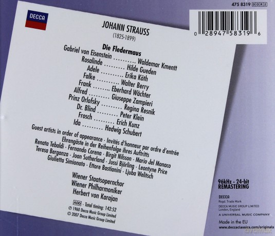 Karajan,Wp: Strauss: Die Fledermaus [2CD]