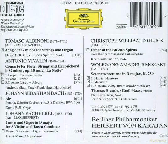 Karajan: Albinioni-Addagio G-Minor [CD]