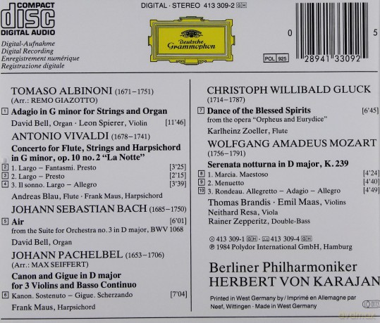 Karajan: Albinioni-Addagio G-Minor [CD]