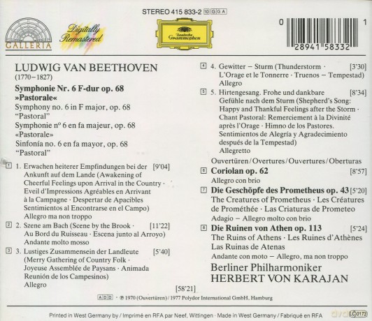 Karajan: Beethoven:Sym 6 [CD]