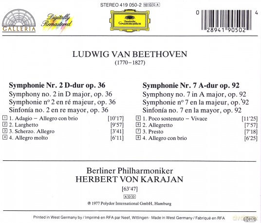 Karajan: Beethoven:Syms 2+7 [CD]