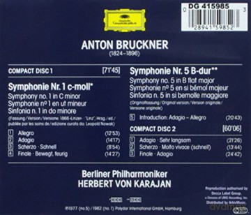 Karajan: Bruckner:Syms 1+5 [2CD]