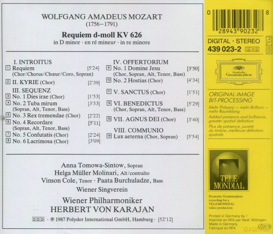 Karajan: Mozart Requiem [CD]