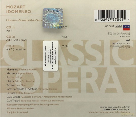Karajan: Mozart:Idomeneo [CD]