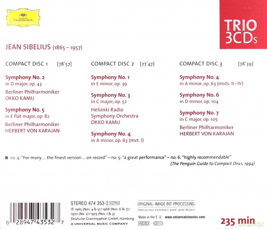 Karajan: Sibelius Symphonies [3CD]