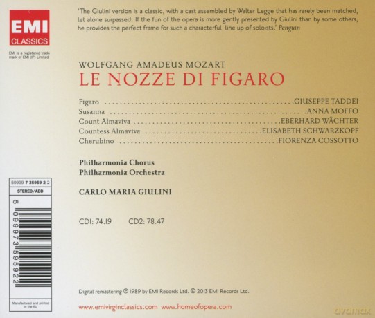 Carlo Maria Giulini: Le Nozze Di Figaro [2CD]