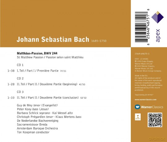 Ton Koopman: Bach:Matthaus Passion Bwv244 [3CD]