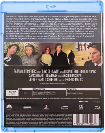 Days of Heaven (Niebiańskie dni) [Blu-Ray]