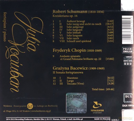 Julia Kociuban: Schumann, Chopin, Bacewicz [CD]