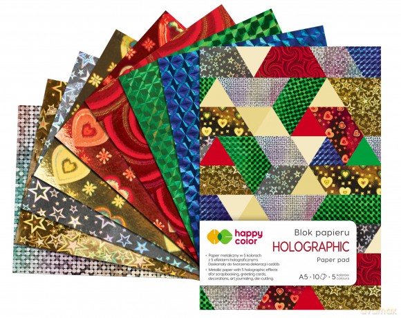 Blok HOLOGRAPHIC A4 10 ark 70g mix Happy Color