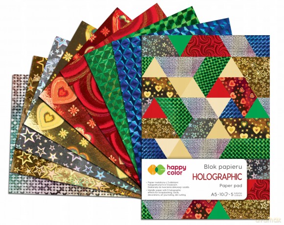Blok HOLOGRAPHIC A4 10 ark 70g mix Happy Color