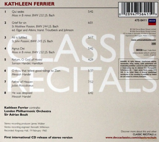 Kathleen Ferrier: Classic Recitals (digipack) [CD]