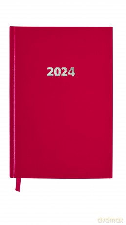 Kalendarz 2024 lux elegance z gumką A4 dzienny V6 czerwony [KALENDARZ]