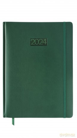Kalendarz 2024 lux z gumką A4 tygodniowy V1 zielony [KALENDARZ]