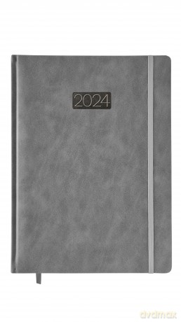 Kalendarz 2024 lux z gumką A4 tygodniowy V4 szary [KALENDARZ]