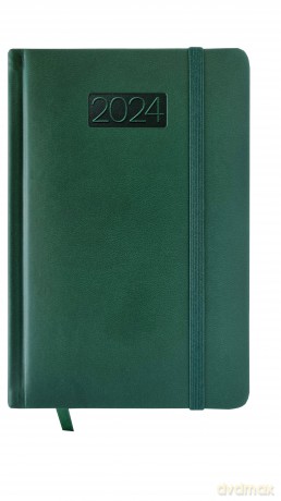 Kalendarz 2024 lux z gumką B6 dzienny V1 zielony [KALENDARZ]