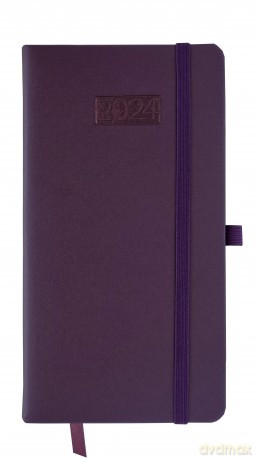 Kalendarz 2024 lux z gumką Dl tygodniowy V2 purpurowy [KALENDARZ]