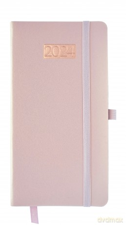 Kalendarz 2024 lux z gumką Dl tygodniowy V8 różowy [KALENDARZ]
