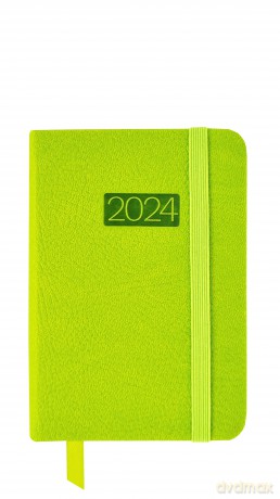 Kalendarz 2024 lux z gumką kieszonkowy V1 zielony [KALENDARZ]