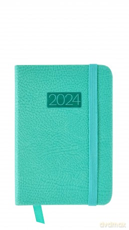 Kalendarz 2024 lux z gumką kieszonkowy V2 turkusowy [KALENDARZ]