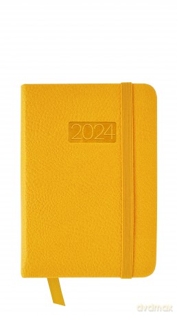 Kalendarz 2024 lux z gumką kieszonkowy V3 żółty [KALENDARZ]