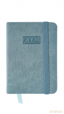 Kalendarz 2024 lux z gumką kieszonkowy V7 niebieski [KALENDARZ]